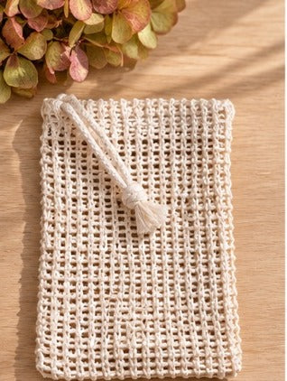 Jute soap saver bag - natural woven soap pouch