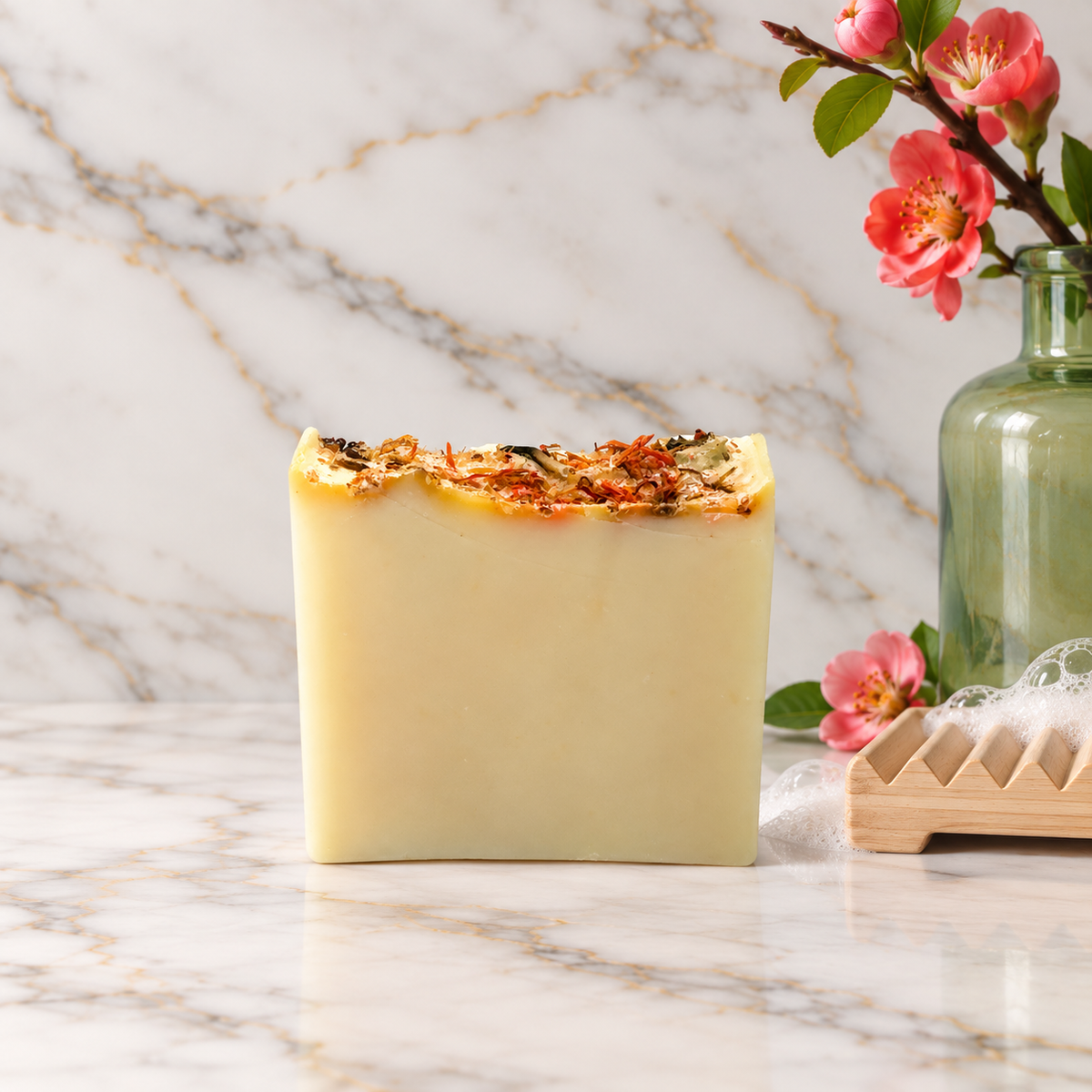 Citrus Sunrise tallow soap with blue butterfly pea and citrus by Grounded Holistic Apothecary