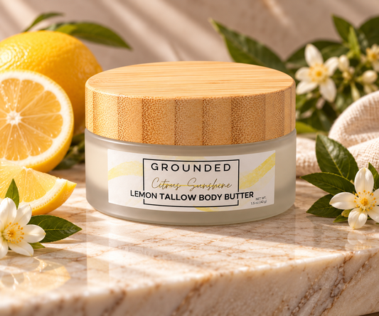 Citrus Sunshine lemon tallow body butter by Grounded Holistic Apothecary