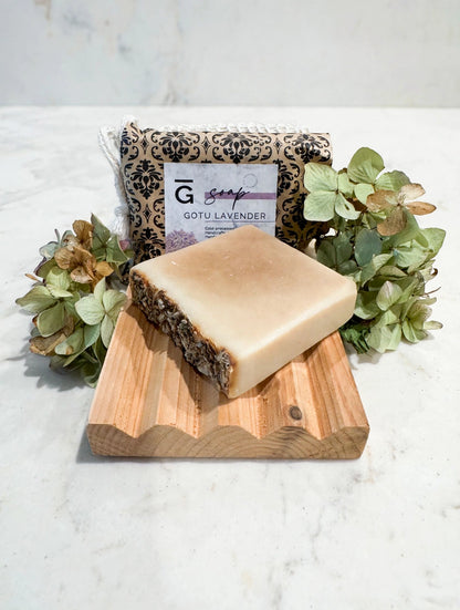 Gotu Lavender soap on marble - lifestyle