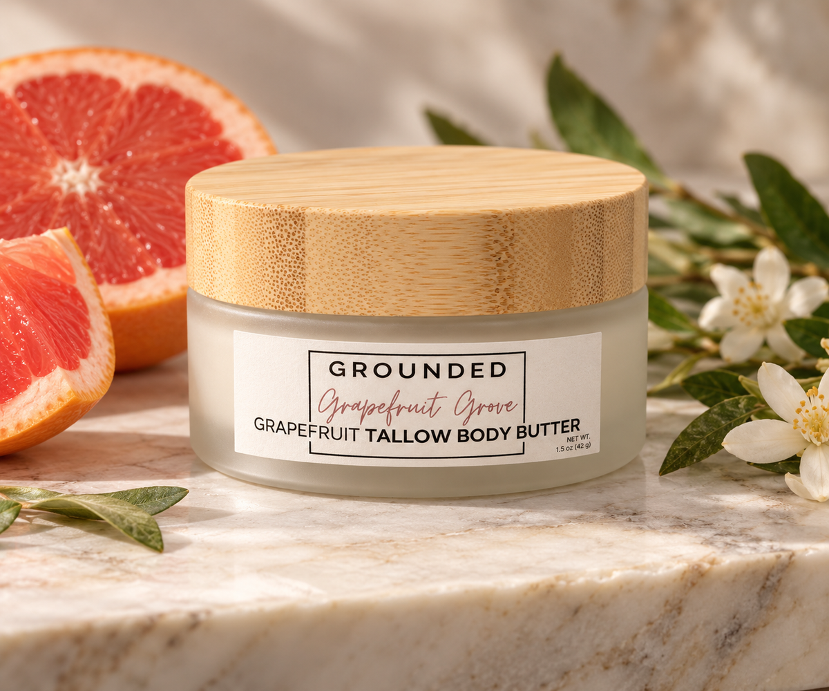 Grapefruit Grove tallow body butter by Grounded Holistic Apothecary