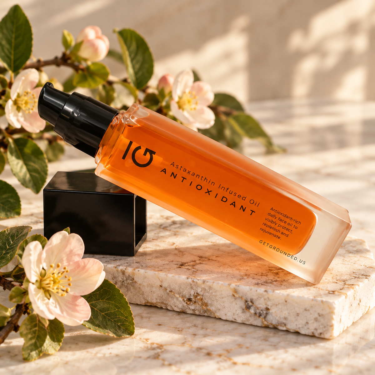 Grounded Antioxidant Astaxanthin Infused Face Serum with quince blossoms
