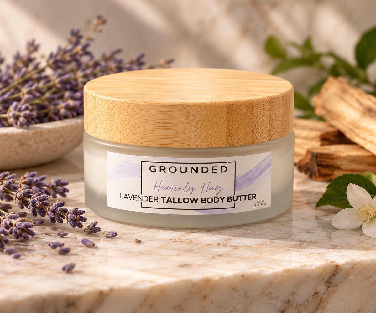 Heavenly Hug lavender tallow body butter by Grounded Holistic Apothecary
