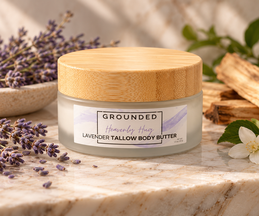 Heavenly Hug lavender tallow body butter by Grounded Holistic Apothecary