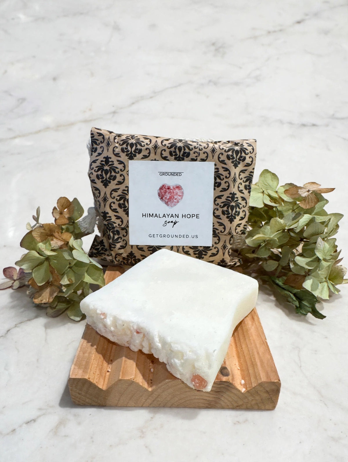 Himalayan Hope soap on marble - lifestyle