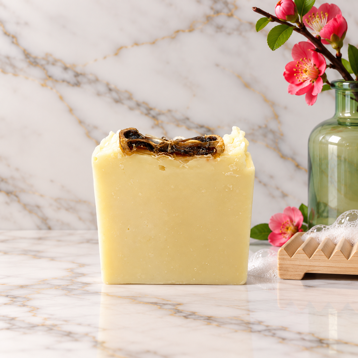 Lemon Drop tallow soap with yellow kaolin clay, lemon and neroli by Grounded Holistic Apothecary