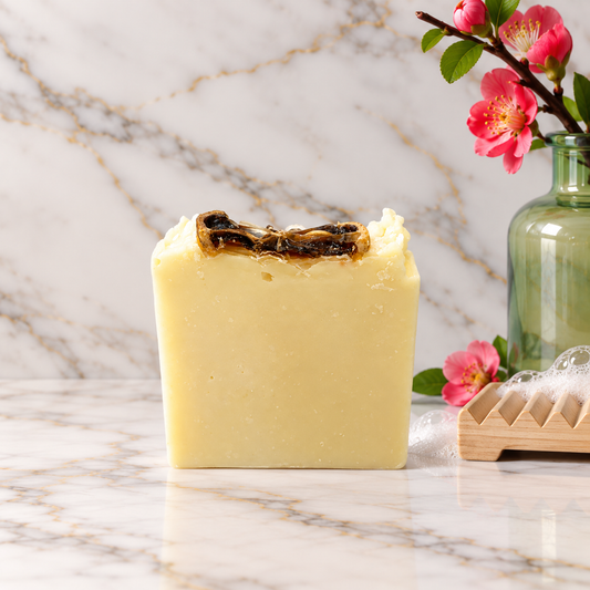 Lemon Drop tallow soap with yellow kaolin clay, lemon and neroli by Grounded Holistic Apothecary