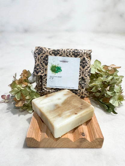 Matcha-Mint soap on marble - lifestyle
