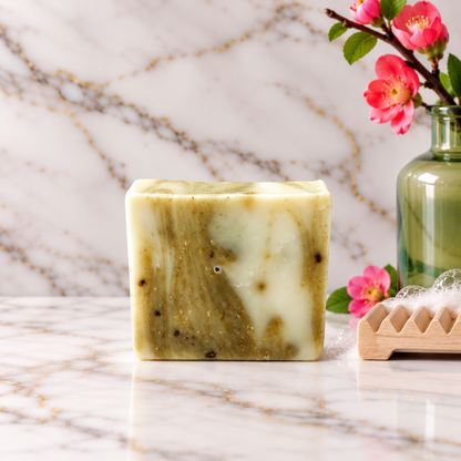Matcha Mint tallow soap with matcha, zeolite clay and peppermint by Grounded Holistic Apothecary