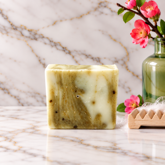 Matcha Mint tallow soap with matcha, zeolite clay and peppermint by Grounded Holistic Apothecary